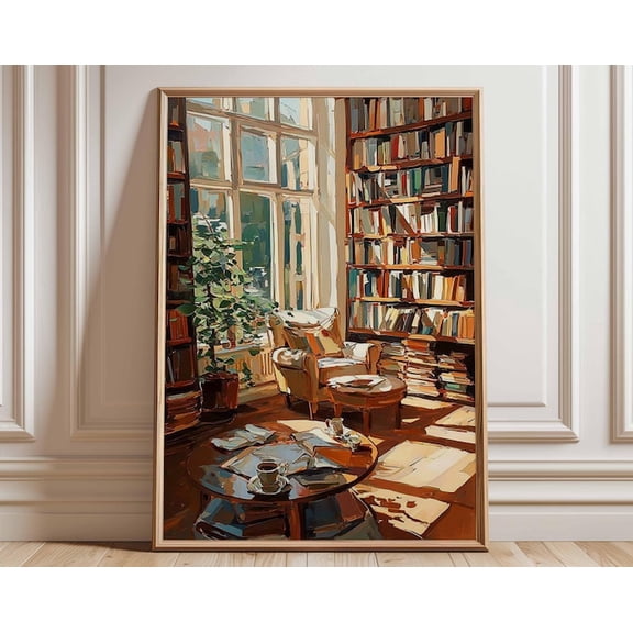 Reading Library Wall Art Print, Unframed Paper Poster 24x36in