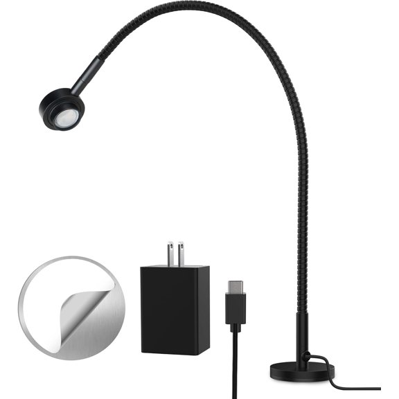Reading Light,Flexible Book Light,Bendable Spotlight Desk Lamp, 3 Colors Dimmable LED for Bedside Bed Frame, Metal CRI95+ Power By USB C, Adapter Included