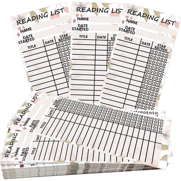 Reading List Bookmark Label 3x8 inch Personal Library Card Reading Page Card Reading Log Card 50Pcs
