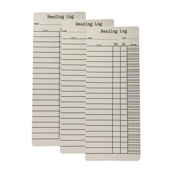 Reading Log Book Tracker Cards 7 Inch Durable Paper Book Review Record Inserts for Book Lovers Reading Journal Supplies for Home Classroom Book Club Light Beige 3 Pack