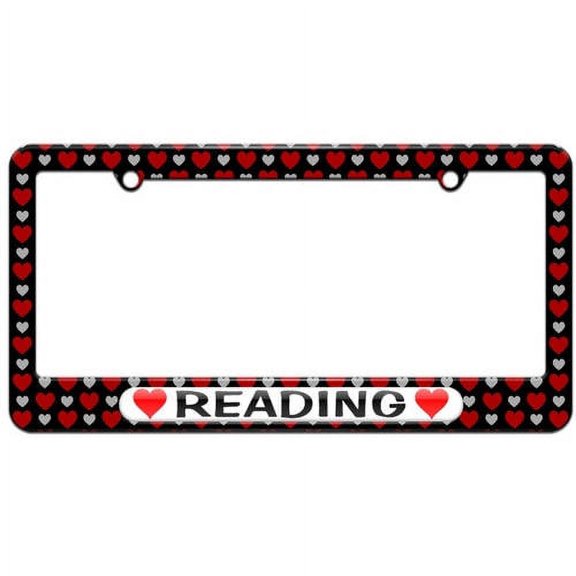 Reading Love with Hearts License Plate Tag Frame, Multiple Colors