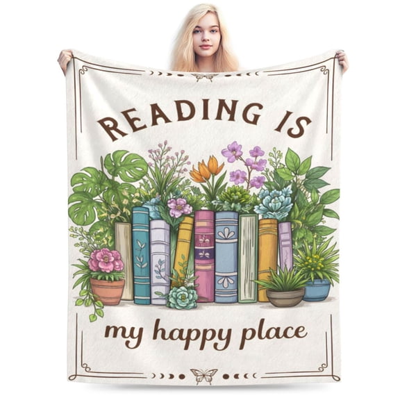 Reading Lover Blanket Gift for Book Lovers Cozy Soft Throw Blanket Bookworm Reading Pattern Inspirational Home Decor 50x40