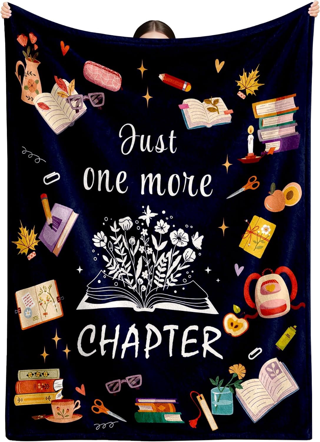 Reading Lover Throw Blanket Just One More Chapter Books Design for Bed ...