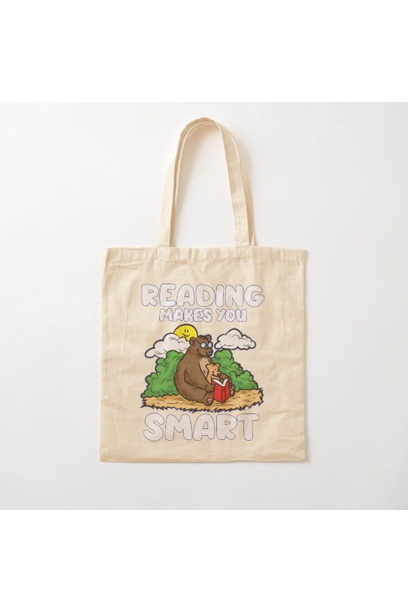 Reading Makes You Smart Style 002 Canvas Tote Bags, Reusable Shopping Bag