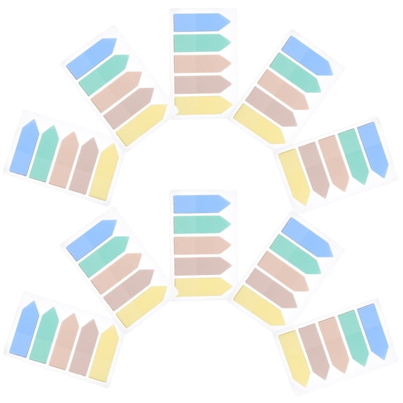 FENGGUIQU Assorted Color Arrow Shape Sticky Highlighter for Reading Markers and Page Marking 10 Sets