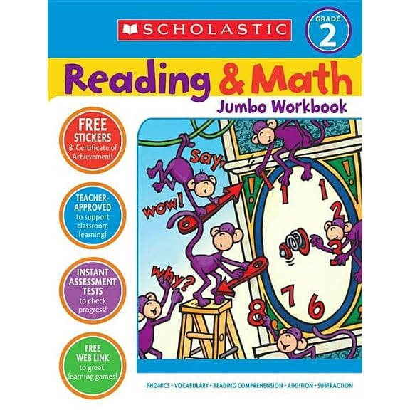 Reading & Math Jumbo Workbook: Grade 2, (Paperback)