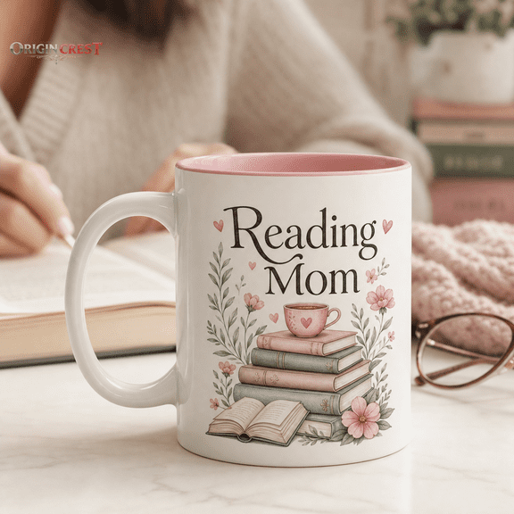 Reading Mom Personalized Mug, Book Lover Coffee Cup Gift for Moms