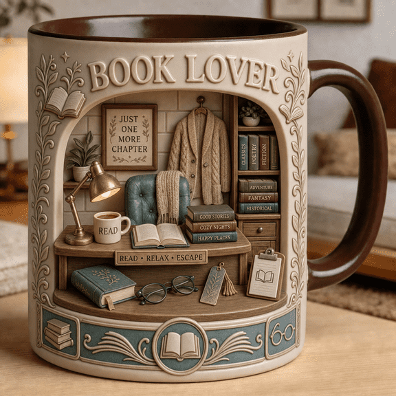 Reading Ceramic Coffee Mugs Book Lover Cozy Reader Gift for Bibliophile Breaks 11 oz 15 oz