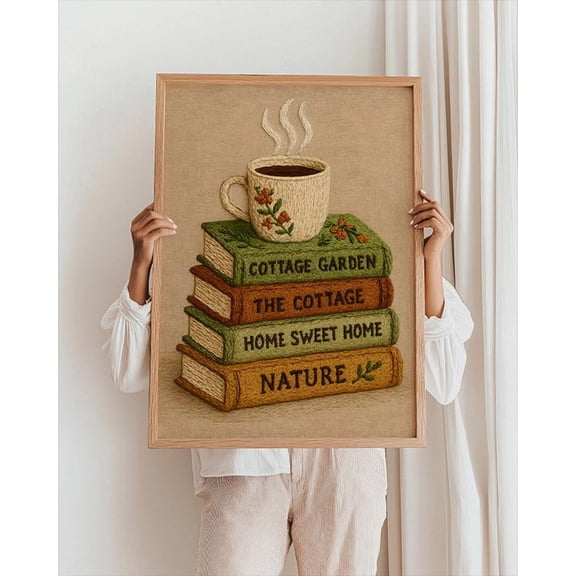 Reading Nook Poster: Cottagecore Reading Wall Art, Coffee Poster, Unframed Poster Size 8x12