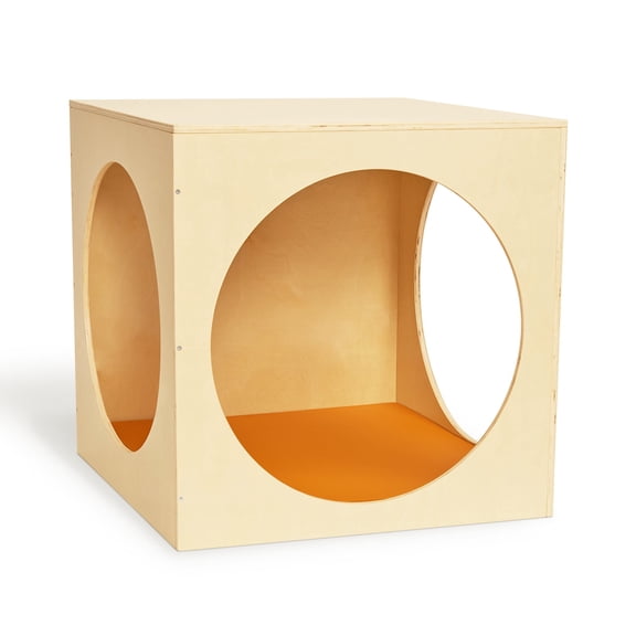 GUIDEWILL Kids Reading Nook, Wooden Reading Cube with Soft Seat Cushion, Cozy Reading Corner Furniture for Classroom, Daycare, Preschool and Home, Birch Plywood, Natural