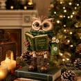 thumbnail image 1 of Reading Owl Figurine, Whimsical Owl Statue for Bookshelf and Desk, Great Gift for Readers and Collectors (C), 1 of 5