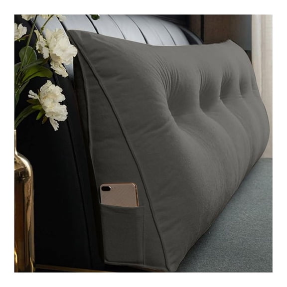 Reading Pillow with Arms - Triangle Backrest Cushion for Bed, Couch, Gaming, Post Surgery - Comfortable Seat Support for Reading, Tablet, Laptop - Gray 60x50x20cm
