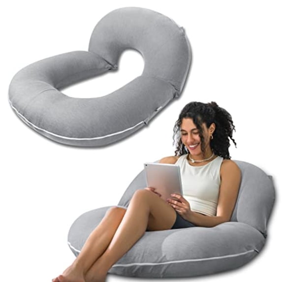 Reading Pillow Back Pillow for Sitting in Bed and Couch Gaming Pillow for Adults Sit Up Support for Bed Cooling Tencel Grey