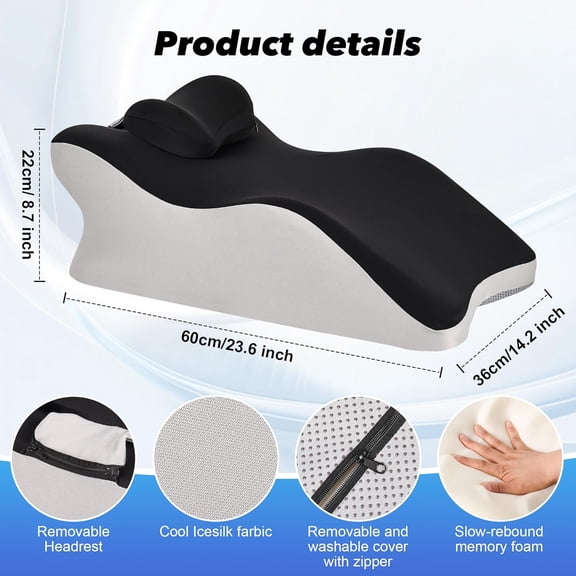 Reading Pillow for Bed, Adult Memory Foam Ergonomic Back Support Pillow for Bed Sitting Up Prone Pillow Face Down Sleep Wedge Pillow for Back Pain Relief