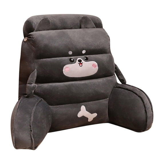 Reading Pillow for Bed with Arm Support, Sit Up Backrest Cushion with Detachable Neck Pillow for Reading, Relaxing and Bed Rest Comfort(Black,50c40cm)