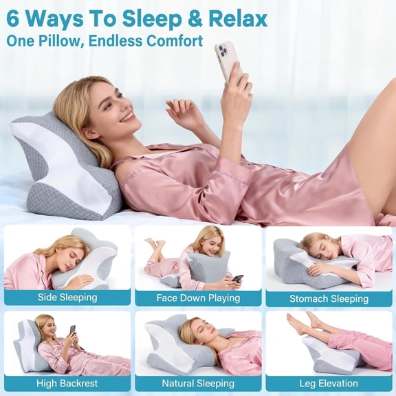 Reading Pillow for Bed  Ergonomic Memory Foam Wedge Pillow for Lying, Reading & Prone Positions, Headboard, Chin & Back Support on Couch, Floor or Bed  Ideal for Couples Gift(Grey)