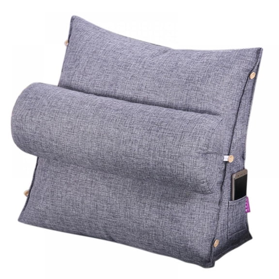 Reading Pillow Bed Wedge Backrest Lounge Cushion with Pockets | Back Support for Sitting Up in Bed,Size M Gray