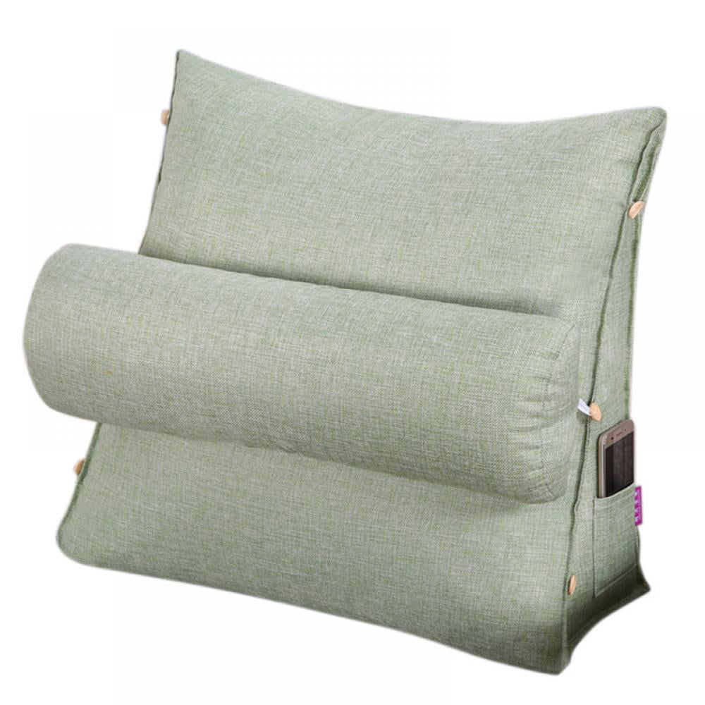 Reading Pillow Bed Wedge Backrest Lounge Cushion with Pockets | Back Support for Sitting Up in Bed,Size M Green