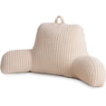 thumbnail image 1 of Reading Pillow Bed Wedge Large Adult Children Backrest with Arms Back Support for Sitting Up in Bed/Couch for Lounging Bedrest,Waffle Stereoscopic Design,Ivory, 1 of 9