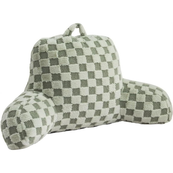 Reading Pillow Checkered Bed Rest Wedge Backrest Checkerboard Pillow with Arms Back Support for Sitting Up in Bed Cushion Incline Rest Sleeping Snoring Pillow