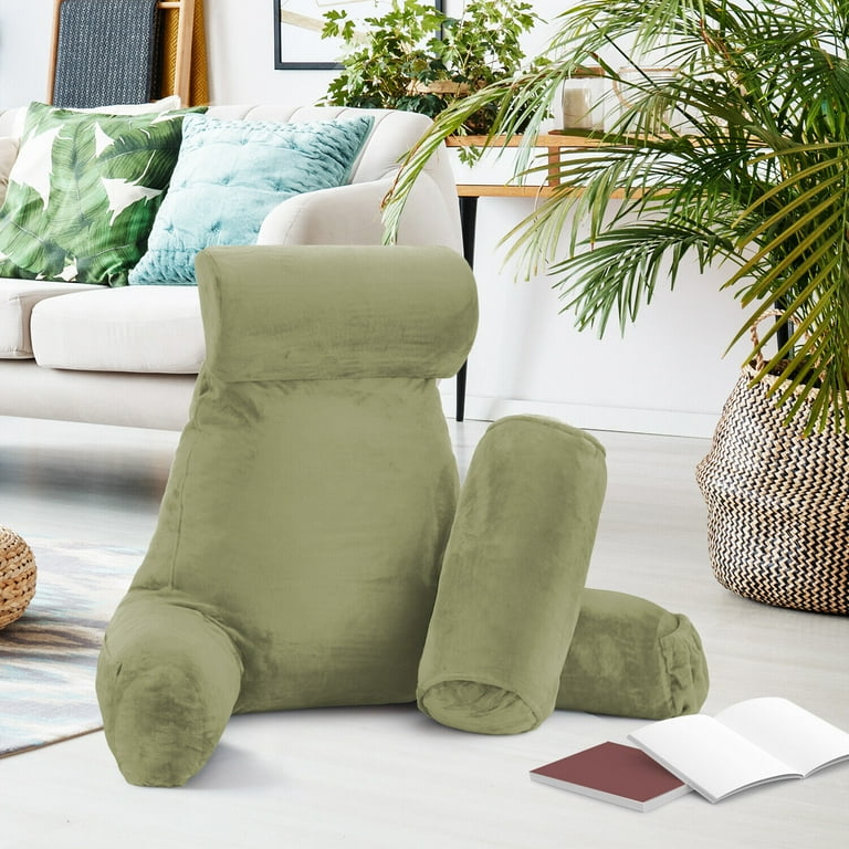 Reading Pillow Extra Large Sitting Relax Backrest for Bed or Chair with Support Arms Shredded Memory Foam Back Rest for Gaming Reading Relaxing