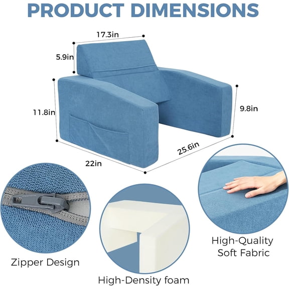 Reading Pillow for Gaming Lap Desk Pillow for Laptop with Pocket Foldable Memory Foam Bed Desk for Reading Working Crocheting Gaming Arm Rest on Bed/Sofa/Floor/Couch/Car (Blue Foldable)