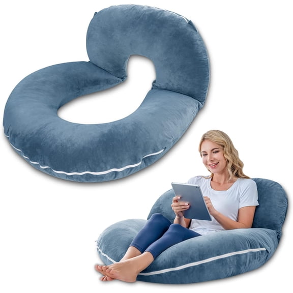 Reading Pillow, Pillow for Sitting in Bed for Reading, Nurse & Relax, Reading Pillow for , Moms & , Sit Up Pillow for Bed, Blue