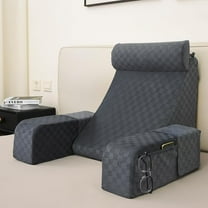 MY Reading Pillow for Sitting in Bed Adult,Back Pillow for Sitting Up,Backrest Support Pillow with Arm Rest,Bed Chair Pillow with Big Pockets for Gaming,Watching TV in Floor,19in(Grace Grey)