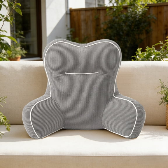 Reading Pillow for Sitting in Bed with Arm Rests, Corduroy Pillow for Back Support, Back Pillow for Bed Sitting Up, Husband Backrest Pillow for Couch & Floor, Dorm Essentials (27.5"x13.7"x19.6")