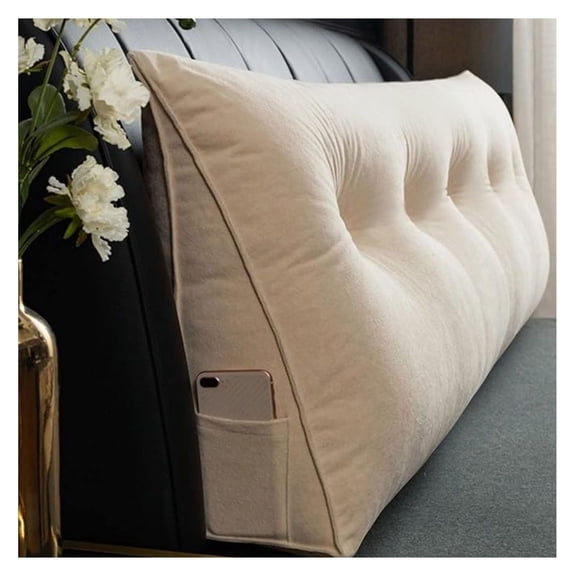 Reading Pillow Triangle Cushion 150cm Bed Backrest Positional Support - Large Triangle Pillow for Reading, Gaming, Studying, Lounging, TV Watching, with Button Closure