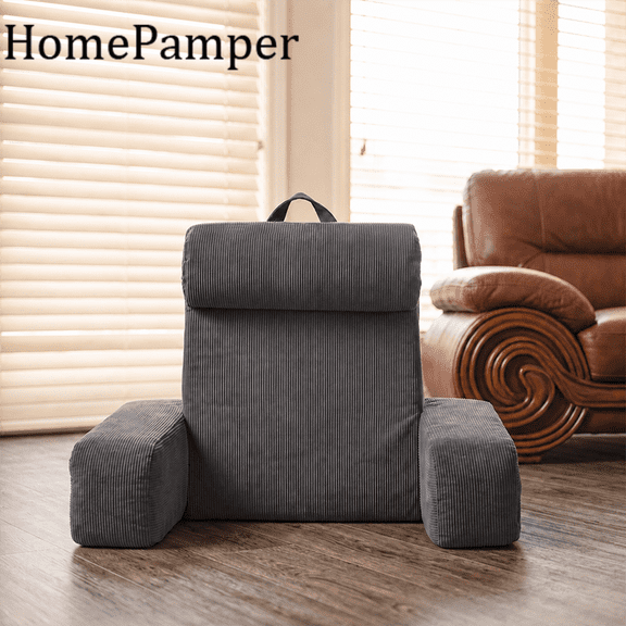 HomePamper Reading Pillow for Bed, 16.5-Inch Bed Rest Backrest Pillow with Arms