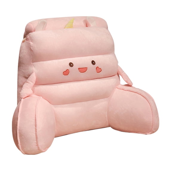 Reading Pillow for Bed with Arm Support, Sit Up Backrest Cushion with Detachable Neck Pillow for Reading, Relaxing and Bed Rest Comfort(Pink,50c40cm)