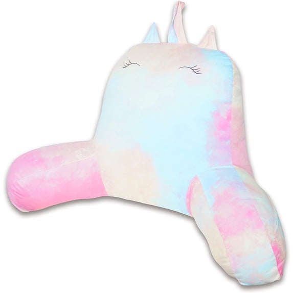 Reading Pillow for Kids, Unicorn Backrest Pillows for Sitting in Bed with Washable Cover, Back Support Husband Pillow with Arms for Bed and Couch