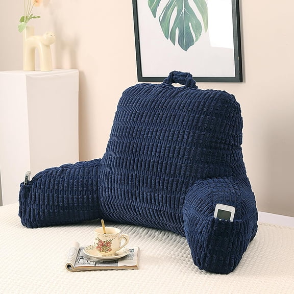 Reading Pillow with Armrest and Back Support for Bed, Sofa, and Floor Use (Green Flannel, Standard Size)
