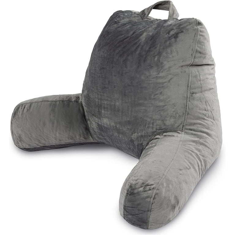 Reading Pillow with Shredded Memory Foam Large Adult Backrest with Arms Back Support for Sitting Up in Bed with Washable Cover Sit up Pillow