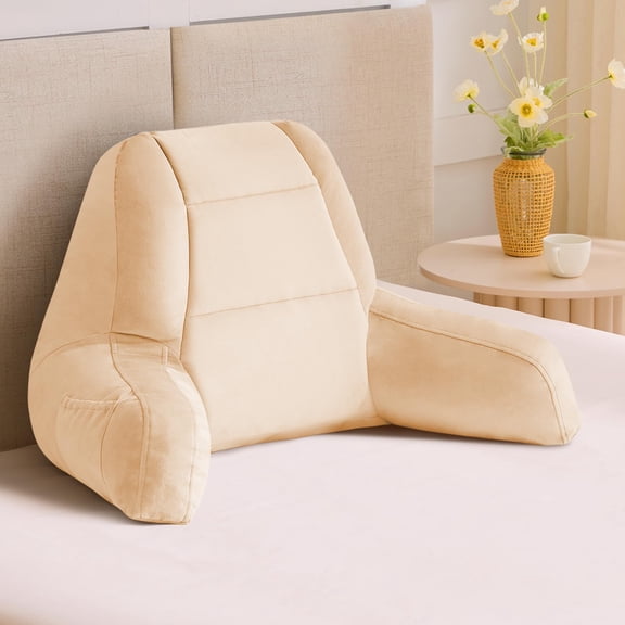 Reading Pillows For Sitting In Bed Adult Back Pillow Up Backrest With Shredded Foam Adult&teens Support Arms Beds Couch Floor 18in Beige