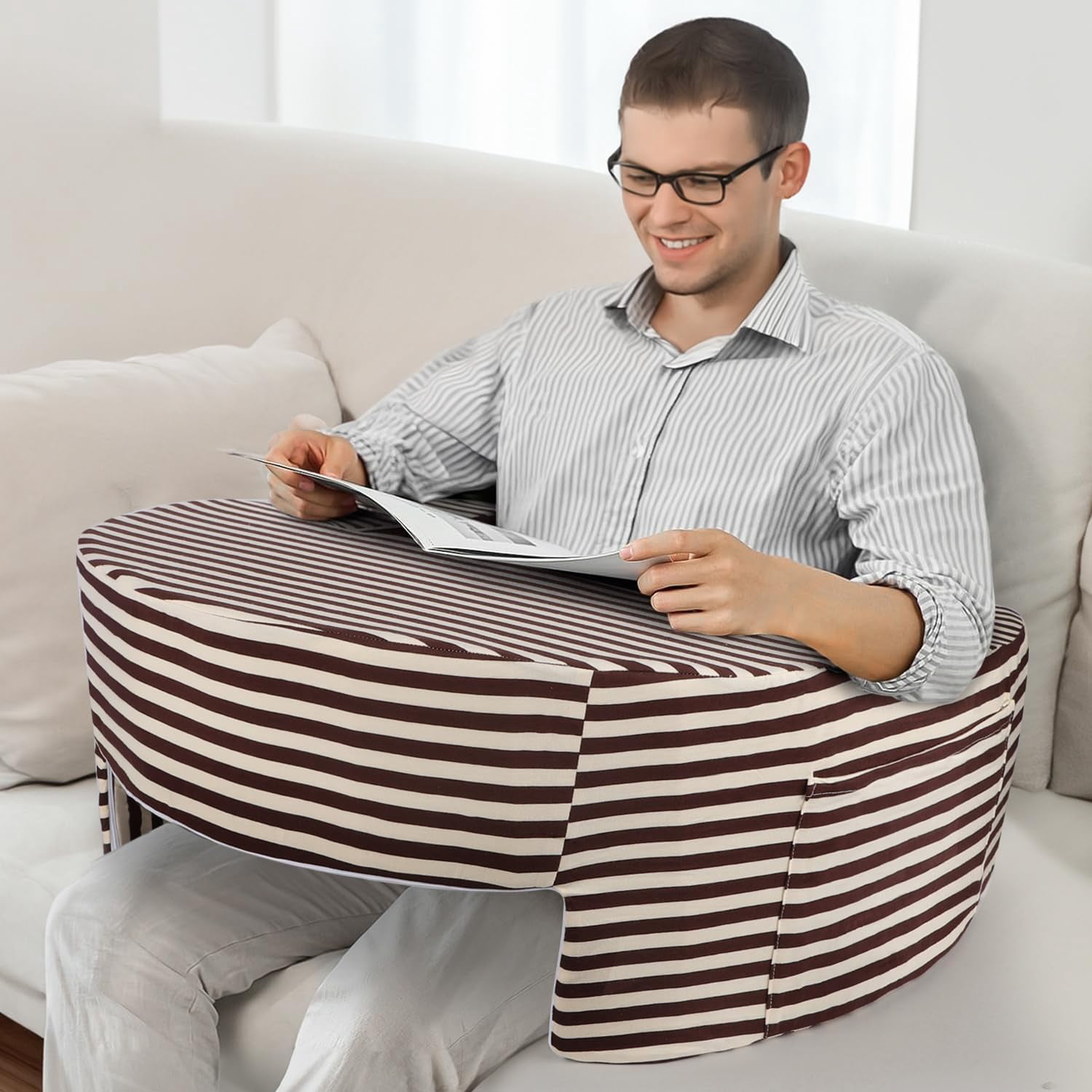 Tijoree Reading Pillow With Arm Rest - Gaming & Lap Pillow For Sitting In Bed Or On The Sofa, Supports Arms For Reading, Crafting, Or Playing - View #7