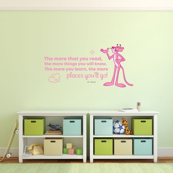 Reading Pink Panther Life Quote Cartoon Quotes Decors Wall Sticker Art Design Decal for Girls Boys Kids Room Bedroom Nursery Kindergarten Home Decor Stickers Wall Art Vinyl Decoration (12x20 inch)