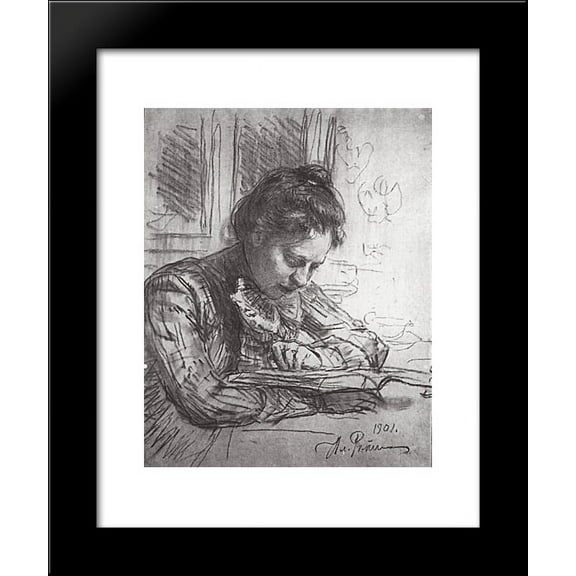 Reading (Portrait of Natalia B. Nordman) 20x24 Framed Art Print by Repin, Ilya