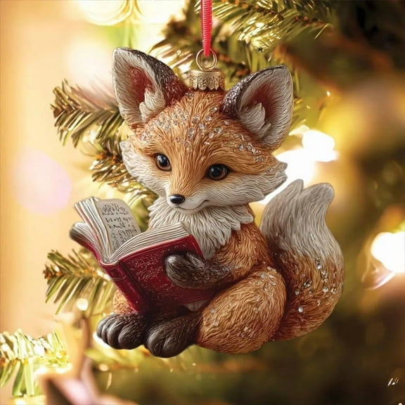 Reading Raccoon Christmas Ornament, Book Lover Gift Idea, Festive Tree Decoration for Readers, Animal Enthusiasts, and Holiday Home Decor, Charming Literary-Themed Collectible Ornament