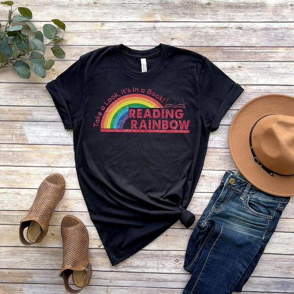 Reading Rainbow Shirt, Retro Librarian Shirt, Teacher Appreciation Shirt, Retro Rainbow School Shirt, Book Lover Gift TH060111