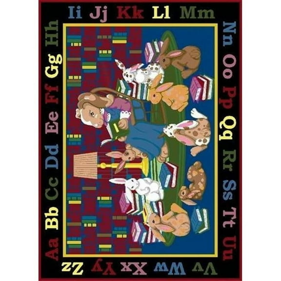 Reading Rocks 5 ft.4 in. x 7 ft.8 in. WearOn Nylon Machine Tufted- Cut Pile Educational Rug
