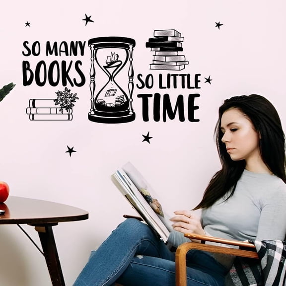 Reading Room Wall Decor Reading Wall Sticker So Many Books So Little Time Decals Black Vinyl Art Decor Stickers for Home Art Mural Decals for Bookstore Book Corner Library Mixed Color