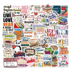 Reading Sticker Packs, Book Lover, Bookish, Penguin, 50Pcs Cartoon Book Themed Waterproof Diy Decals for Water Bottles, Cars, Laptops, Notebooks, Phones and Skateboards