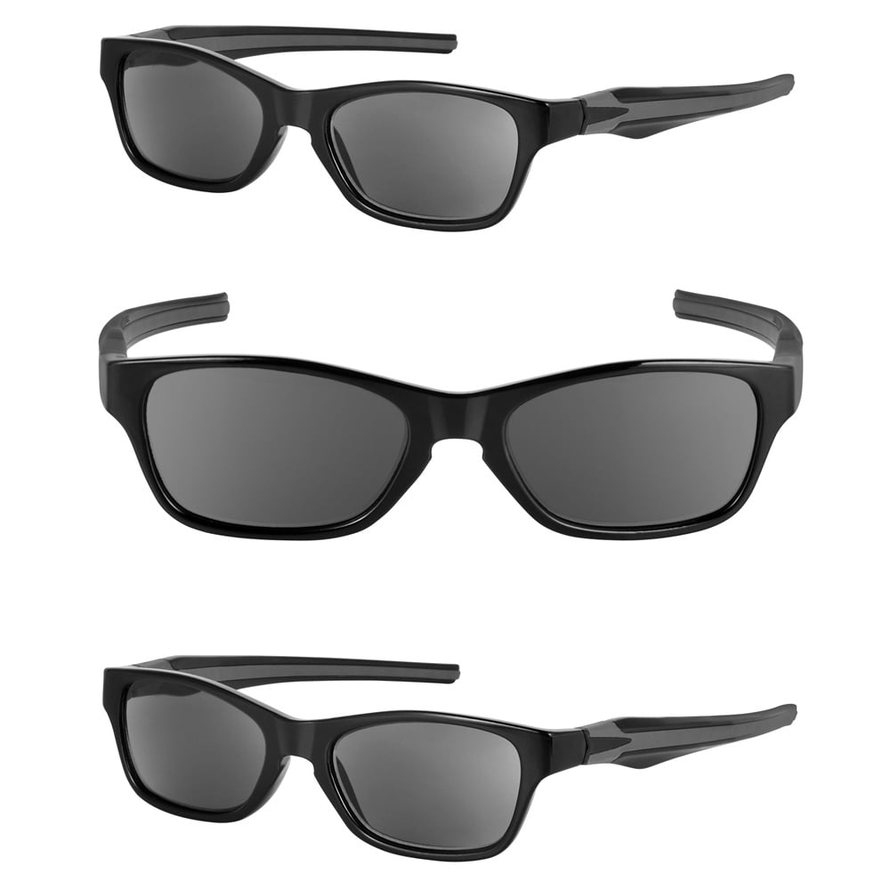Reading Sunglasses with No Bifocal Full Reader Lens - 3 Pair of Lightweight UV400 Sun Readers, Unisex Wrap Frame - Jet - 2.00