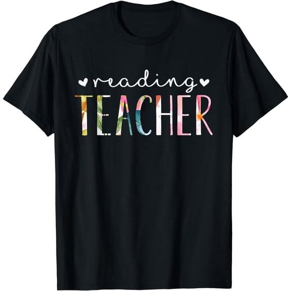 Reading Teacher Cute Floral Design T-Shirt