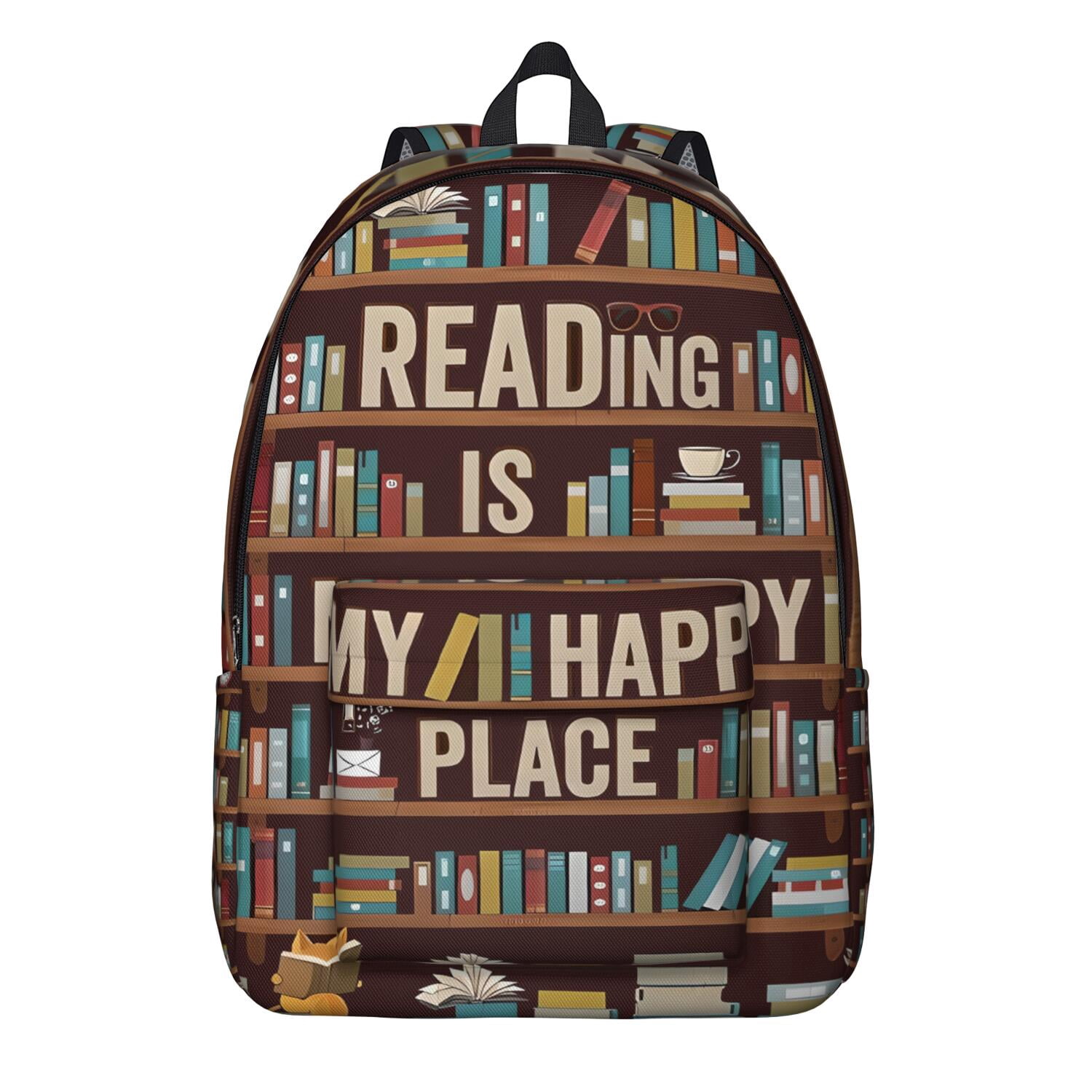 Reading Themed Backpack for Bookworms, Born to Read Bookshelf Bookcase ...