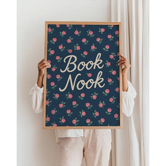 Reading Wall Art, Book Nook Poster, Cottagecore Wall Art, Flower Poster, Unframed Poster Size 8x12