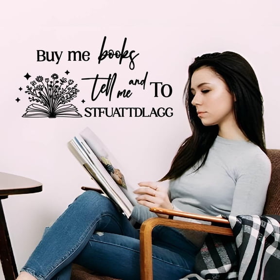 Reading Wall Stickers Book and Flower Wall Decal Funny Reading Decals Stickers for Walls Buy Me Books Transfer Vinyl Quotes Art for Classroom Nursery Library Decor Back to School Decor colorful