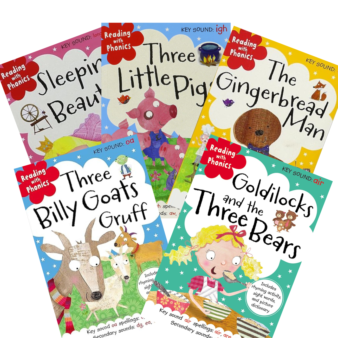 Reading With Phonics Fairy Tale Readers : Goldilocks and the Three Bears; Sleeping Beauty; Gingerbread Man; Three Little Pigs; Three Billy Goats Gruff (Paperback Set)
